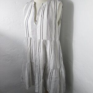 Sundry by Evereve Pullover Sleeveless Babydoll Mini Dress Black Stripe Size 0